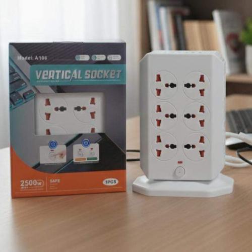 Tomacorriente universal (2500W) 8 entradas con usb Rectancular 2M